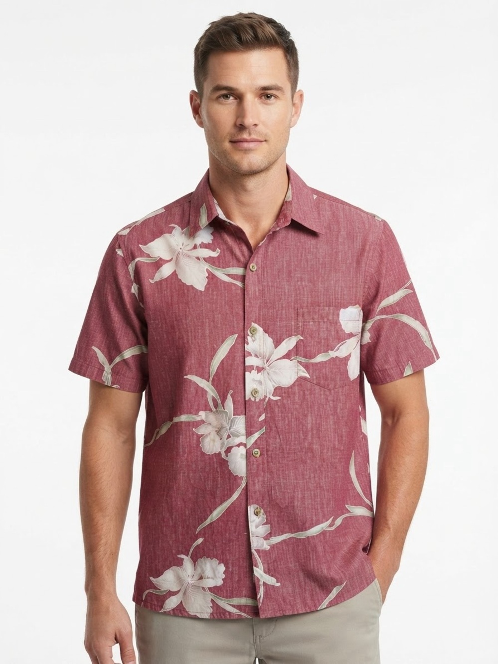 Cooke Street Honolulu Hawaiian Aloha Shirt Vintage USA Made Red Floral Mens M